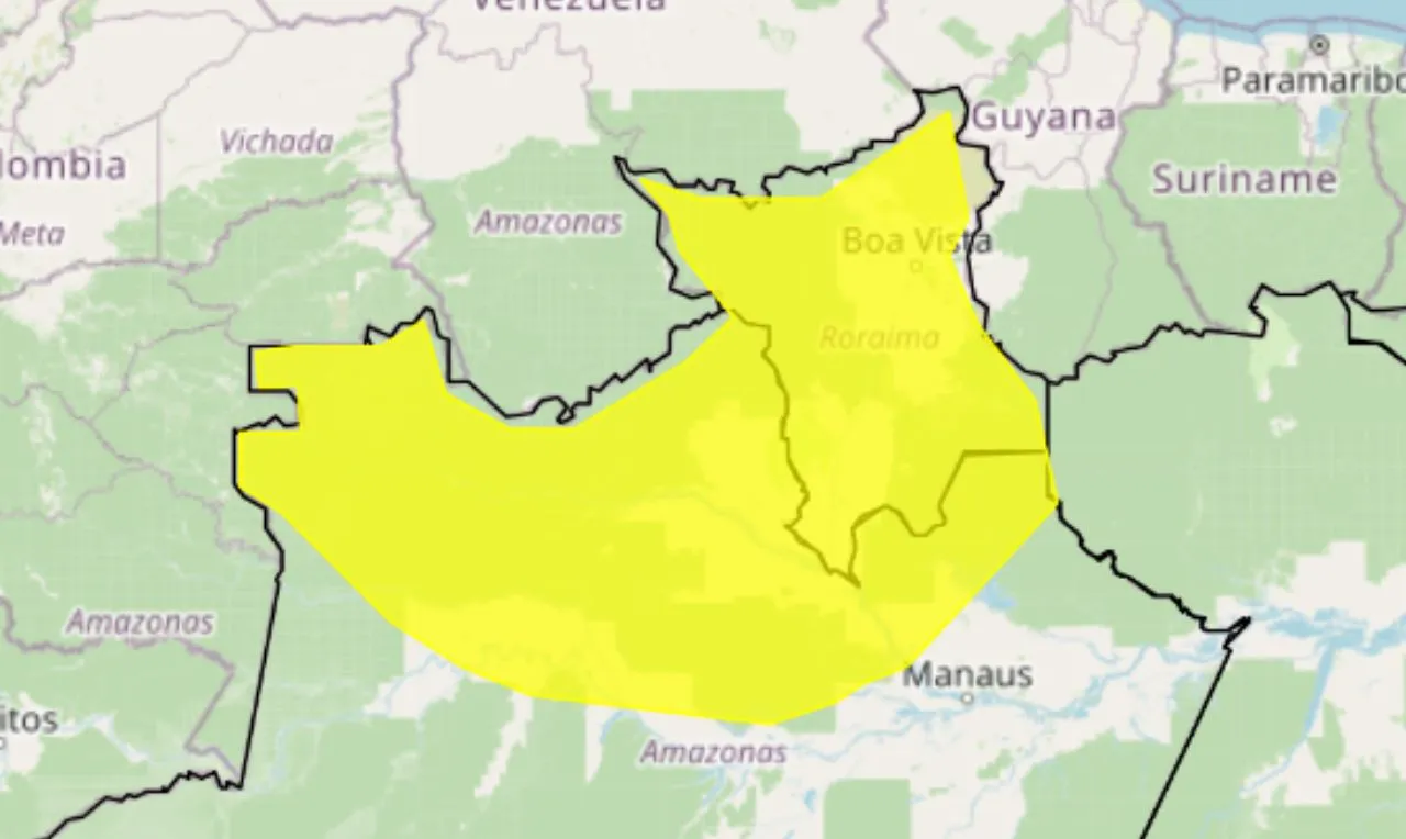 o mapa mostra as áreas em alerta para chuva forte